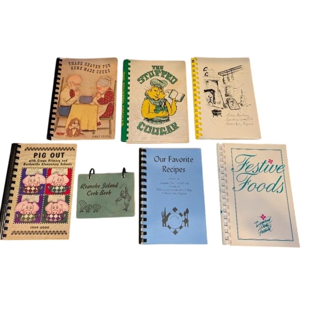 Lot of 7 Vintage Community Cookbooks Virginia NC TN Southern Recipes Spiral